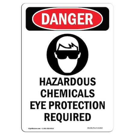 Signmission Safety Sign, OSHA Danger, 18" Height, Hazardous Chemicals, Portrait OS-DS-D-1218-V-1310